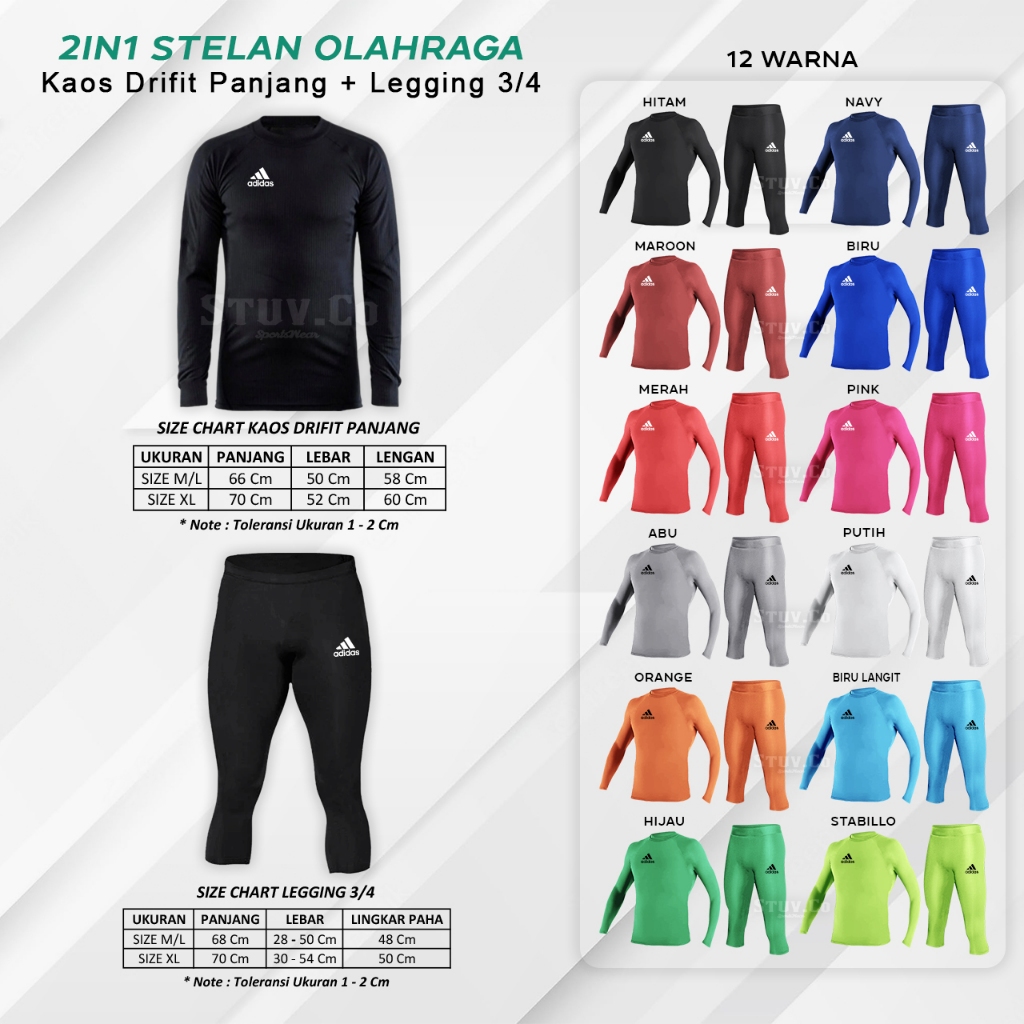 2IN1 DRYFIT LONG T-SHIRT SET 3/4 LEGGINGS สําหรับ FUTSAL, JOGGING, FOOTBALL, BADMINTON, FITNESS
