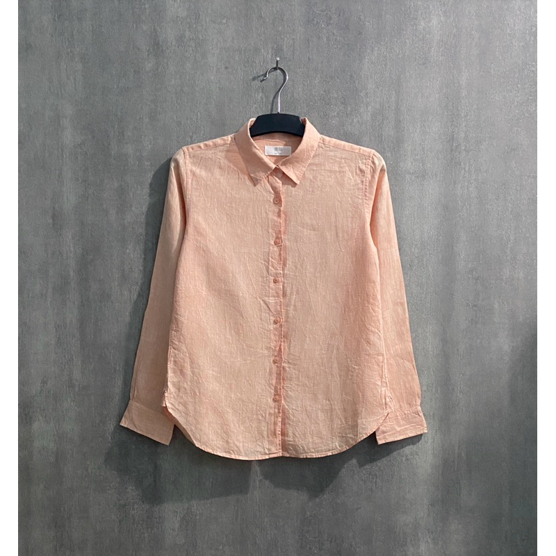 KEMEJA UNIQLO เสื้อเชิ้ตผ้าลินินผู้หญิง / เสื้อเชิ้ตผู้หญิง / ไซส์ S