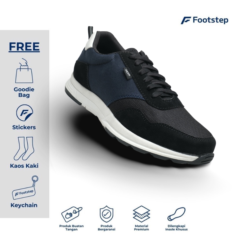 Footstep Footwear Afton Navy Black - รองเท้าผ้าใบลําลองผู้ชายดั้งเดิม