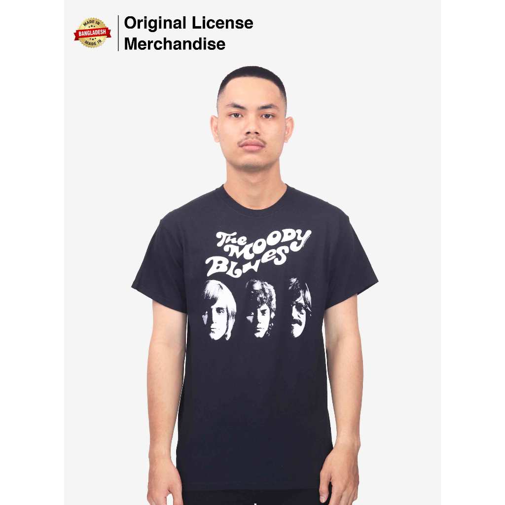 MOODY BLUES Moody Blues Silhouette เสื้อยืดสีดําสําหรับผู้ชายและผู้หญิง