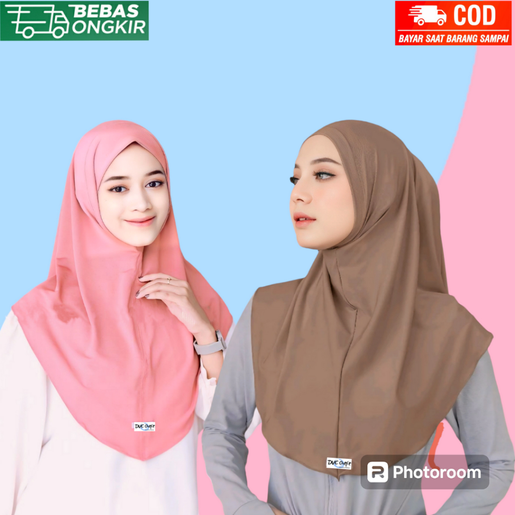 DVC - Hamidah Instant Bergo Lai Jersey Non Pet Hijab / ฮิญาบมุสลิมผู้หญิง / Urwah Al Bariki
