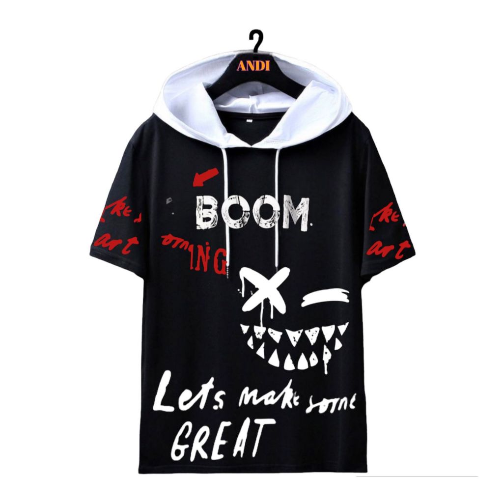 ZS LATEST BOOM SCREEN-PRINTED SHORT-SLEEVED HODIES