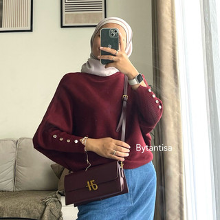 Bytantisa - Blouse Batwing Rajut Crop Rachel Model Pendek