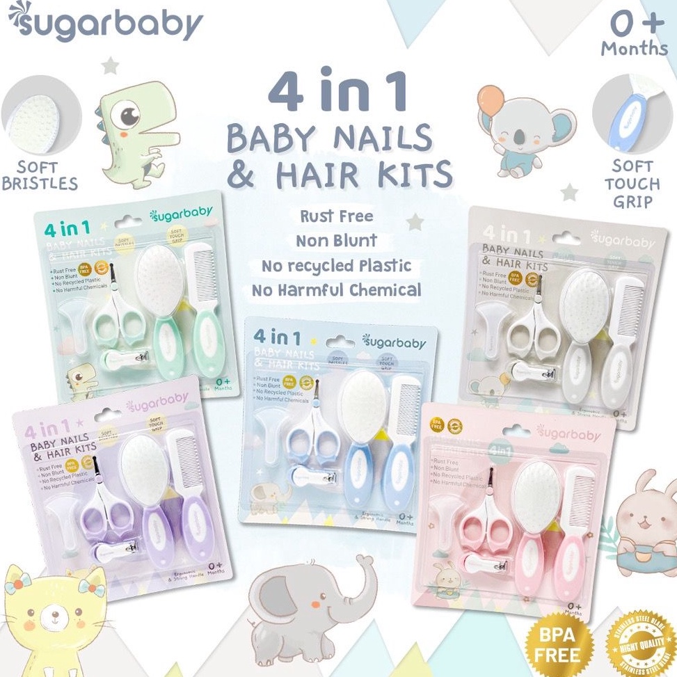 Sugar Baby 4in1 Baby Nail Hair Kits l Baby Nail and Hair Care Supplies