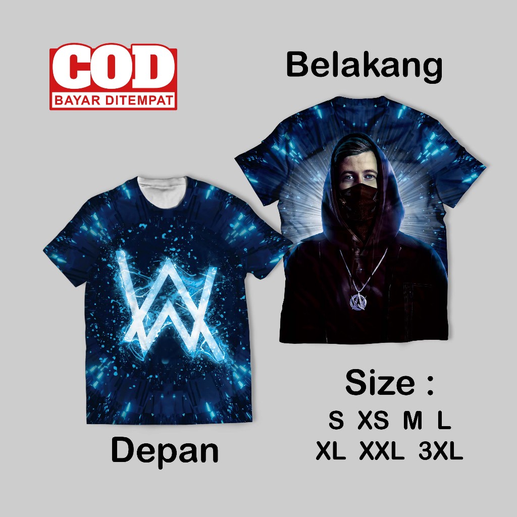 เสื้อยืดพิมพ์ลาย Alan Walker ของแท้ | เสื้อยืด AOP Alan Walker หน้าหลัง