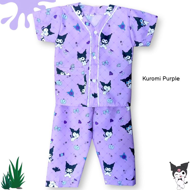 Belovya ชุดนอนคอปกสําหรับเด็กผู้หญิง อายุ 1-5 ปี Kuromi Purle Motif Part 7