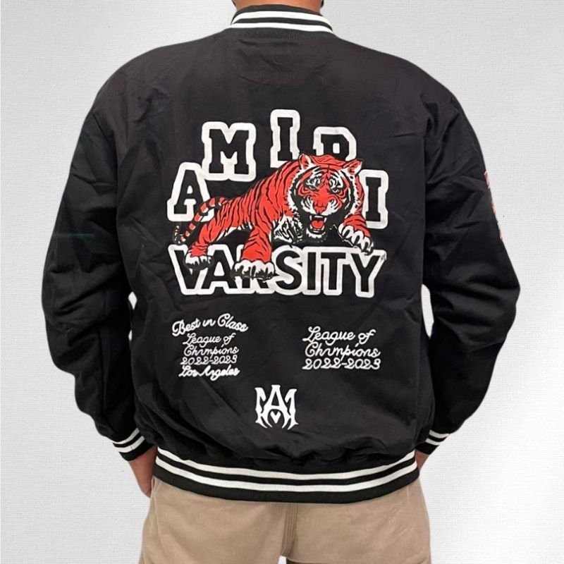 เสื้อแจ็คเก็ตเบสบอลปุ่มผู้ชาย Amiri Tiger - Varsity Jacket วัสดุคุณภาพสูงระดับพรีเมียม