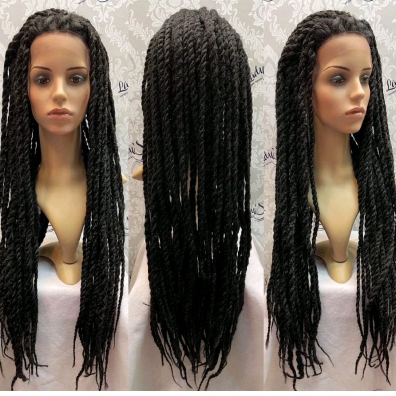 Hitam วิกผมผู้ชายและผู้หญิงยาว Braid Dreadlocks สีดําธรรมชาติ