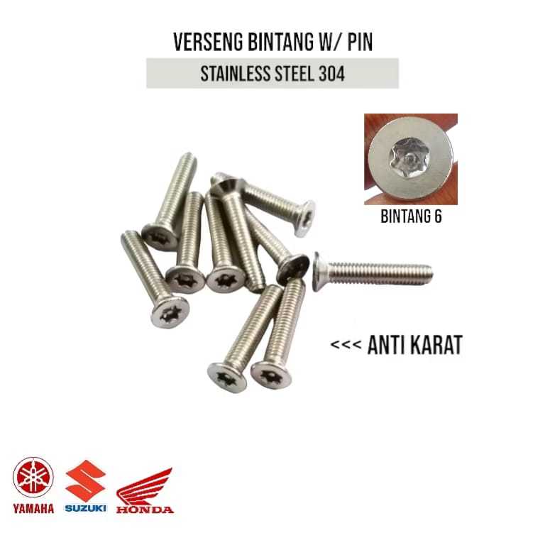 (5 ชิ้น) STAR VERSENG BOLT M5 x 40 MM SS 304 ANTI-RUST T Key 25 THREAD 5MM Flat Verseng Bolt 5x40