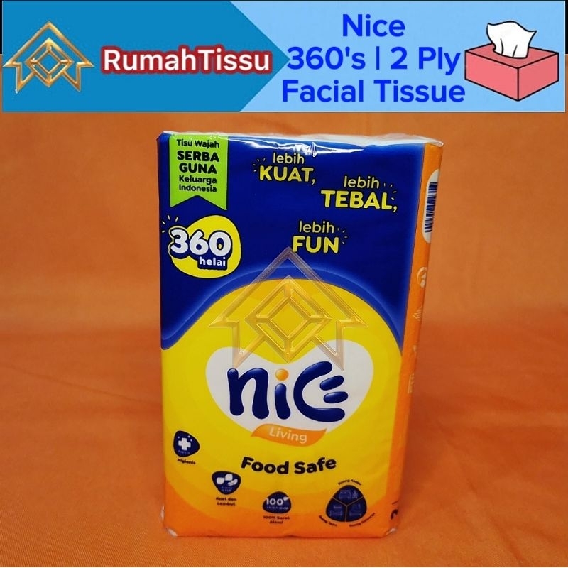 NICE กระดาษเช็ดหน้า 180 แผ่น 2 ชั้น NICE 360 แผ่น 2 ชั้น ขายส่ง