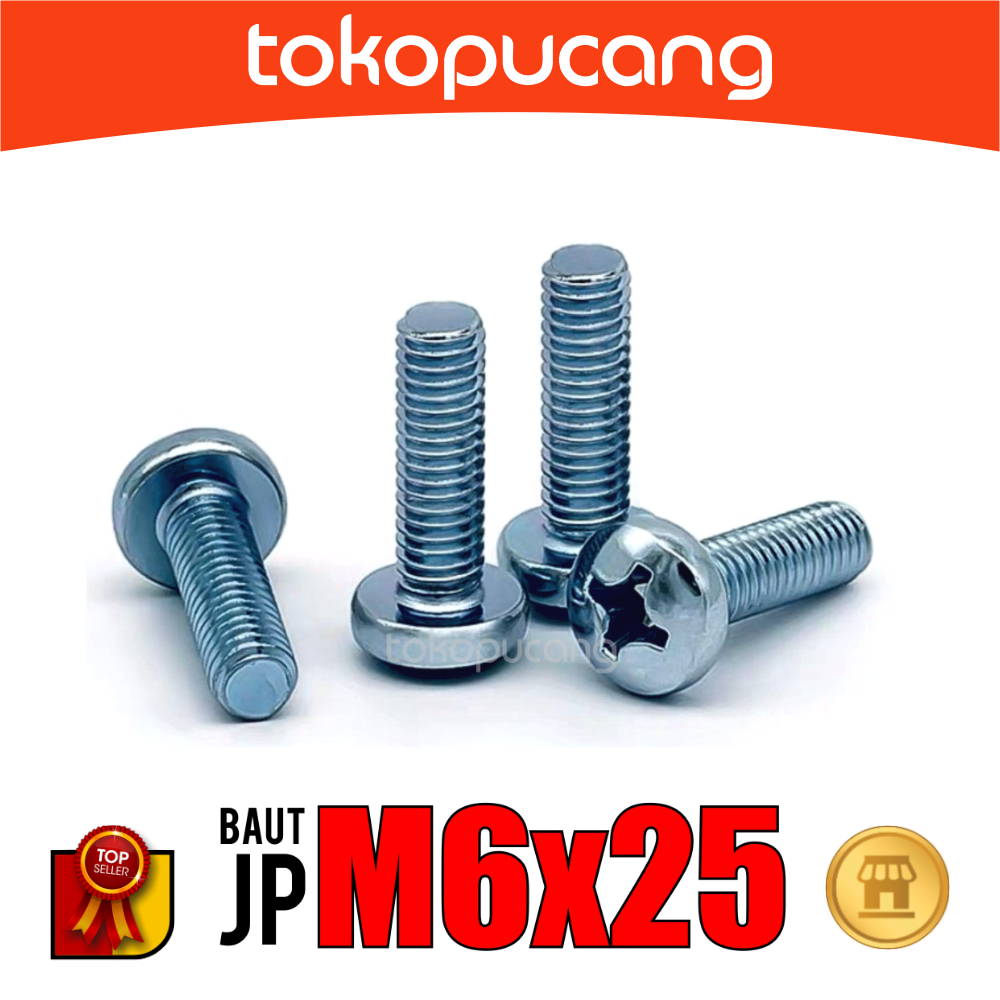 100pcs JP สลักเกลียว M6X25 mm Plus ไขควงสลักเกลียว M6x25mm Plus Bolts M6 x 25 มม.