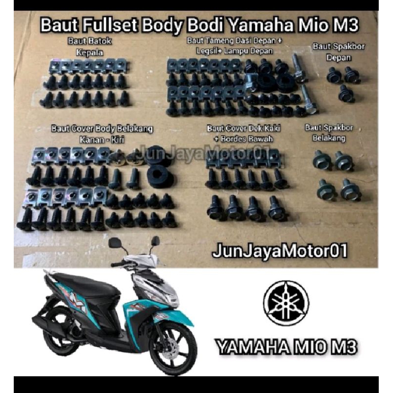 น๊อตเต็มตัว Yamaha Mio M3 ครบชุด / น๊อตเต็มตัว Yamaha Mio M3
