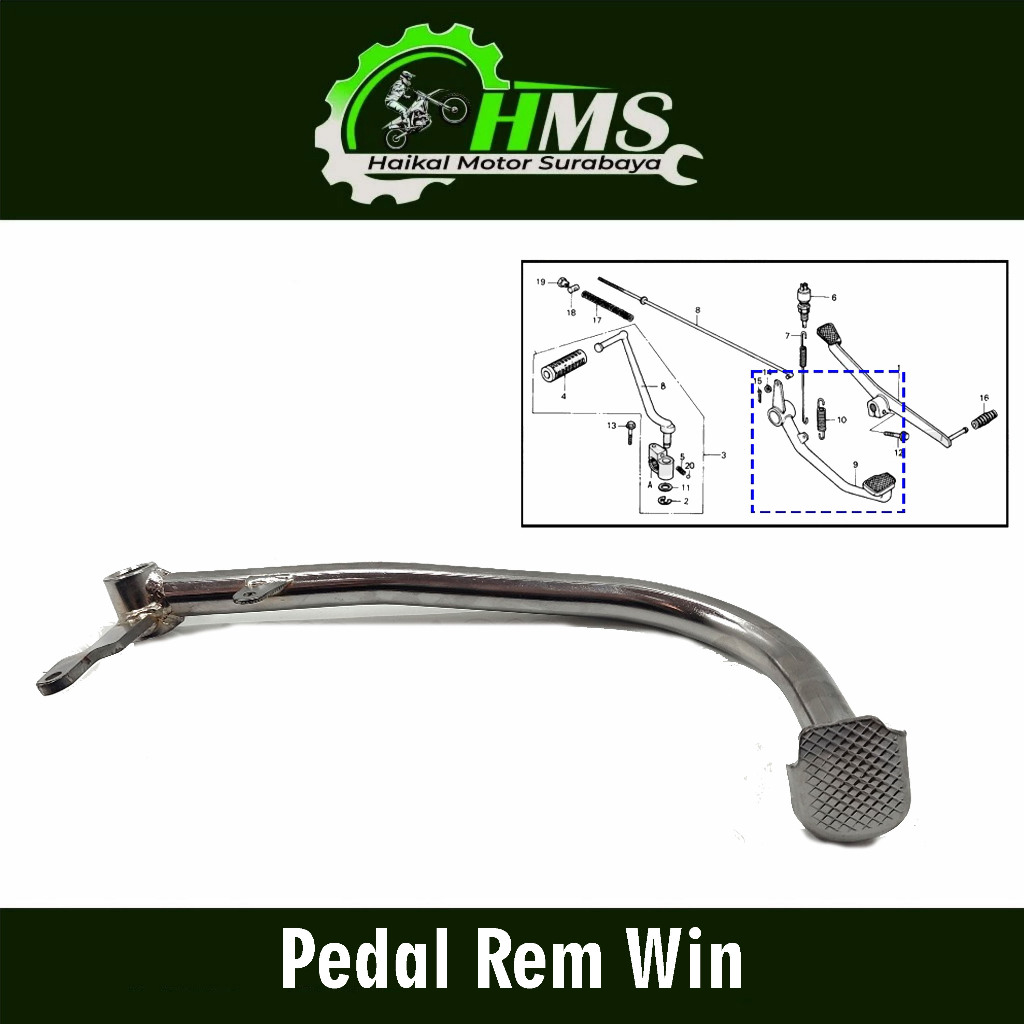 Win เบรคเหยียบ - Vedal Fedal Footrest Rim เบรค Break Lower ด้านหลัง Honda Win 100