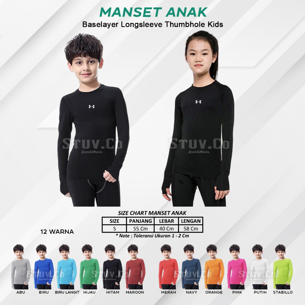 Kids Moslem LONGSLEEVE THUMBHOLE Cuff KIDS Finger KIDS UNISEX Sports Cuff