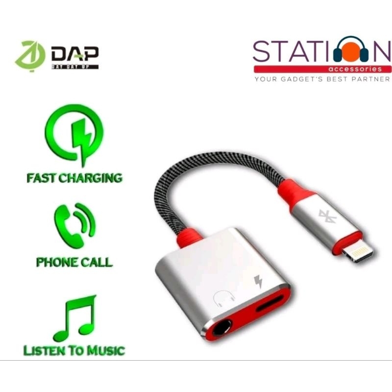 DAP AU11 สายสัญญาณเสียงบลูทูธขั้วต่อ Lightning พร้อม Lightning & Aux 3.5 มม. D-AU11