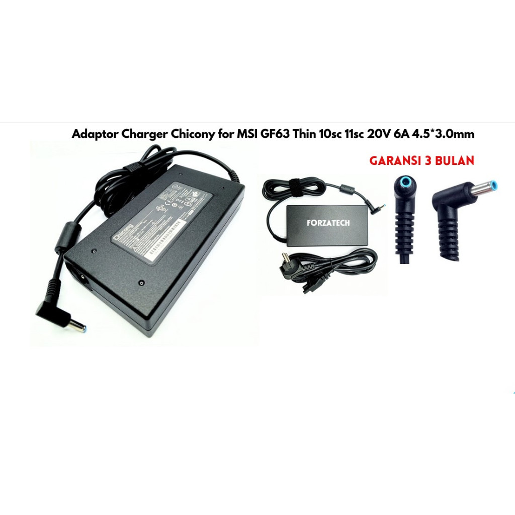 Chicony Charger Adapter สําหรับ MSI GF63 Thin 10sc 11sc 20V 6A 4.5*3.0 มม. ใหม่พร้อมรับประกัน 3 เดือ