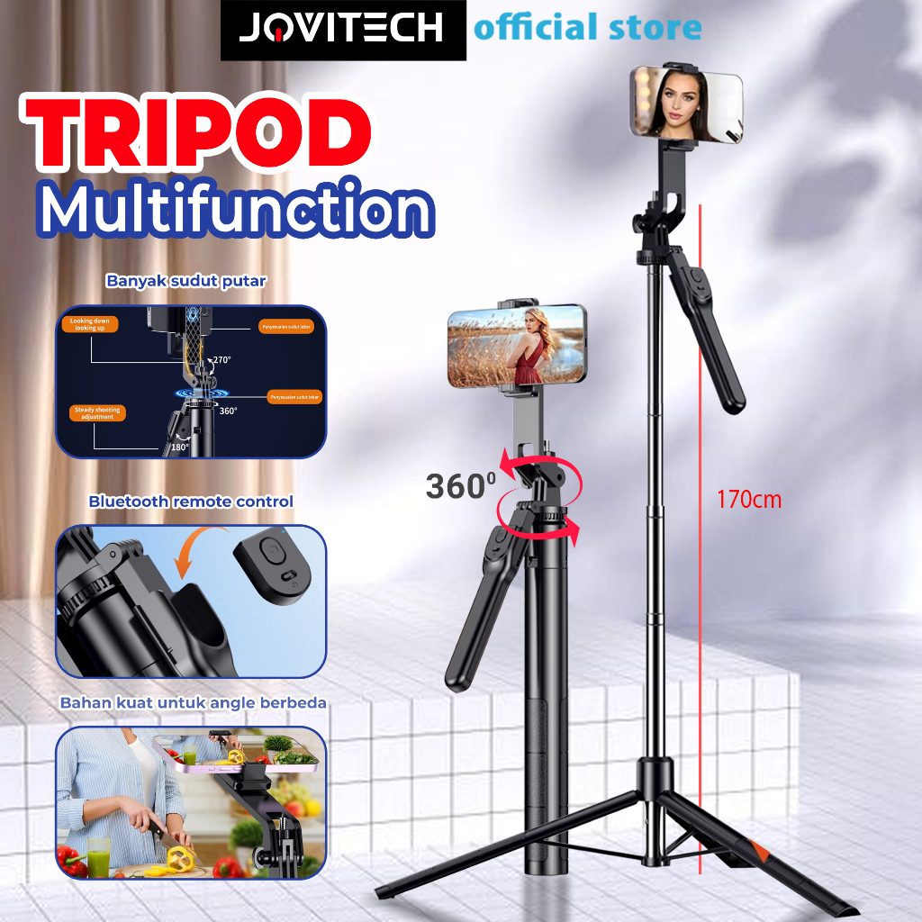 ไม้เซลฟี่ขาตั้งกล้อง Jovitech หมุนได้ 360° Hp GoPro Microcamera ขาตั้งกล้องมัลติฟังก์ชั่น Gimbal Sta