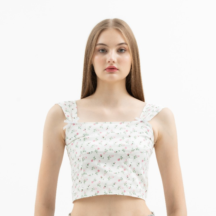 JOYLENE – JIHYUN TOP เสื้อกล้ามผู้หญิงสไตล์เกาหลีลายดอกไม้ Theythetic Womens TOP