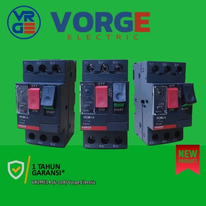 มอเตอร์เซอร์กิตเบรกเกอร์ VORGE VR2ME14 VR2ME 14 6A-10A 3KW เทียบเท่า GV2ME14 GV2ME 14 รับประกัน 1 ปี