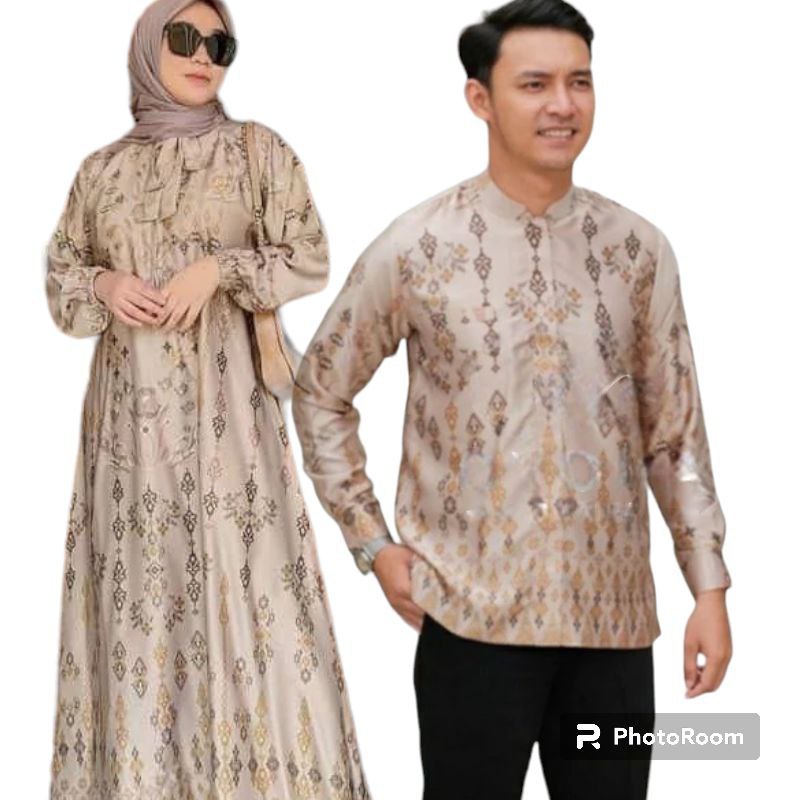Gamis COUPLE MAXMARA MUSLIM ชุดสตรี HIJAB OUTFIT LEBARAN KONDANGAN