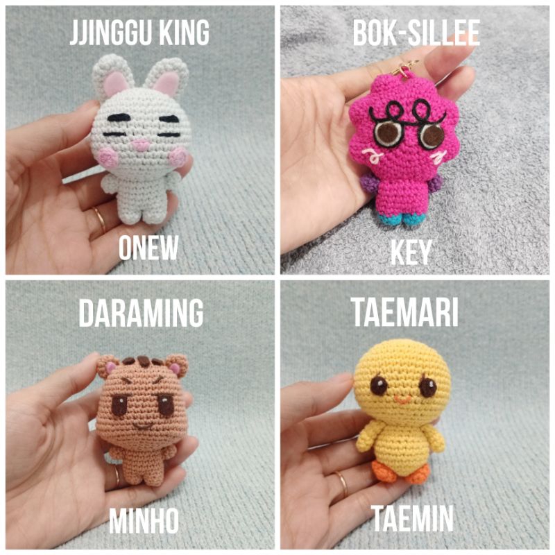 Gantungan Shinee Onew Key Minho Taemin ตุ๊กตาถัก Amigurumi พวงกุญแจ