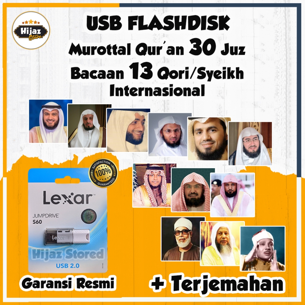 USB Flashdisk Murotal Quran Mutantal Alquran 30 Juz Reading 13 Qori International Plus Transmation