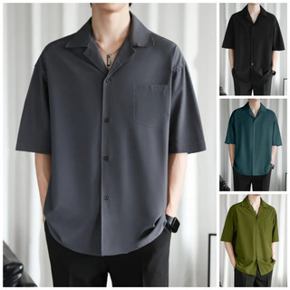 Kemeja Polos Hawai Vintage Pria Lengan Pendek Termurah dan Terlaris