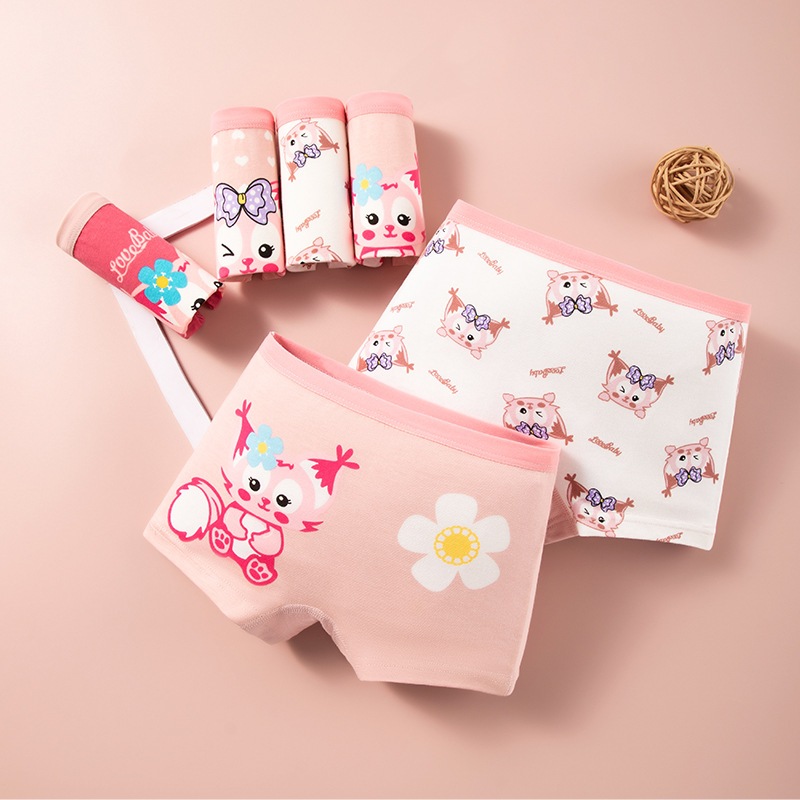 KATUN กางเกงชั้นในเด็กผู้หญิง กางเกงบ็อกเซอร์เด็กผู้หญิง ผ้าคอตตอนแท้ CD (4 ชิ้น) 1-12 ปี