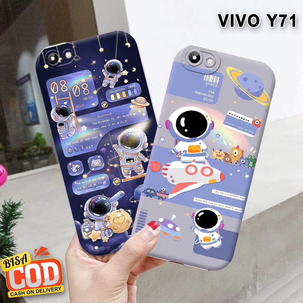 HP Vivo Y71 Phone Case - Vivo Y71 Phone Case - Elzora.Id - Astronaut Motif - Fashion Case - Girls Ca