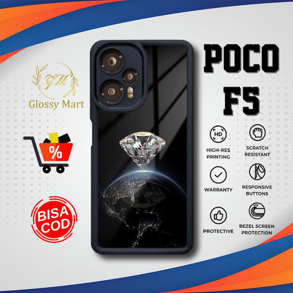 เคส P0C0 F5 ล่าสุด - P0C0 F5 - Diamond Motif - เคสแบบนิ่มเคลือบเงาระดับพรีเมียม - P0C0 เคส Glossy Ma