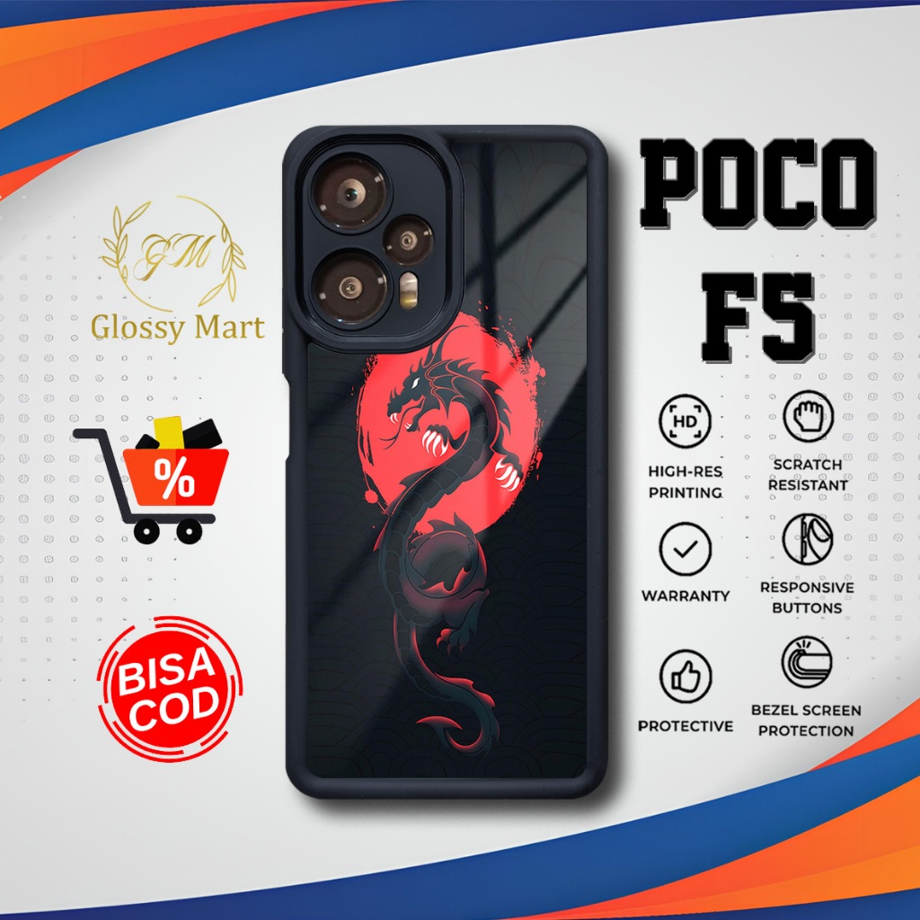 เคส P0C0 F5 ล่าสุด - P0C0 F5 - Dragon Motif - เคสแบบนิ่มเคลือบเงาระดับพรีเมียม - P0C0 เคส Glossy Mar
