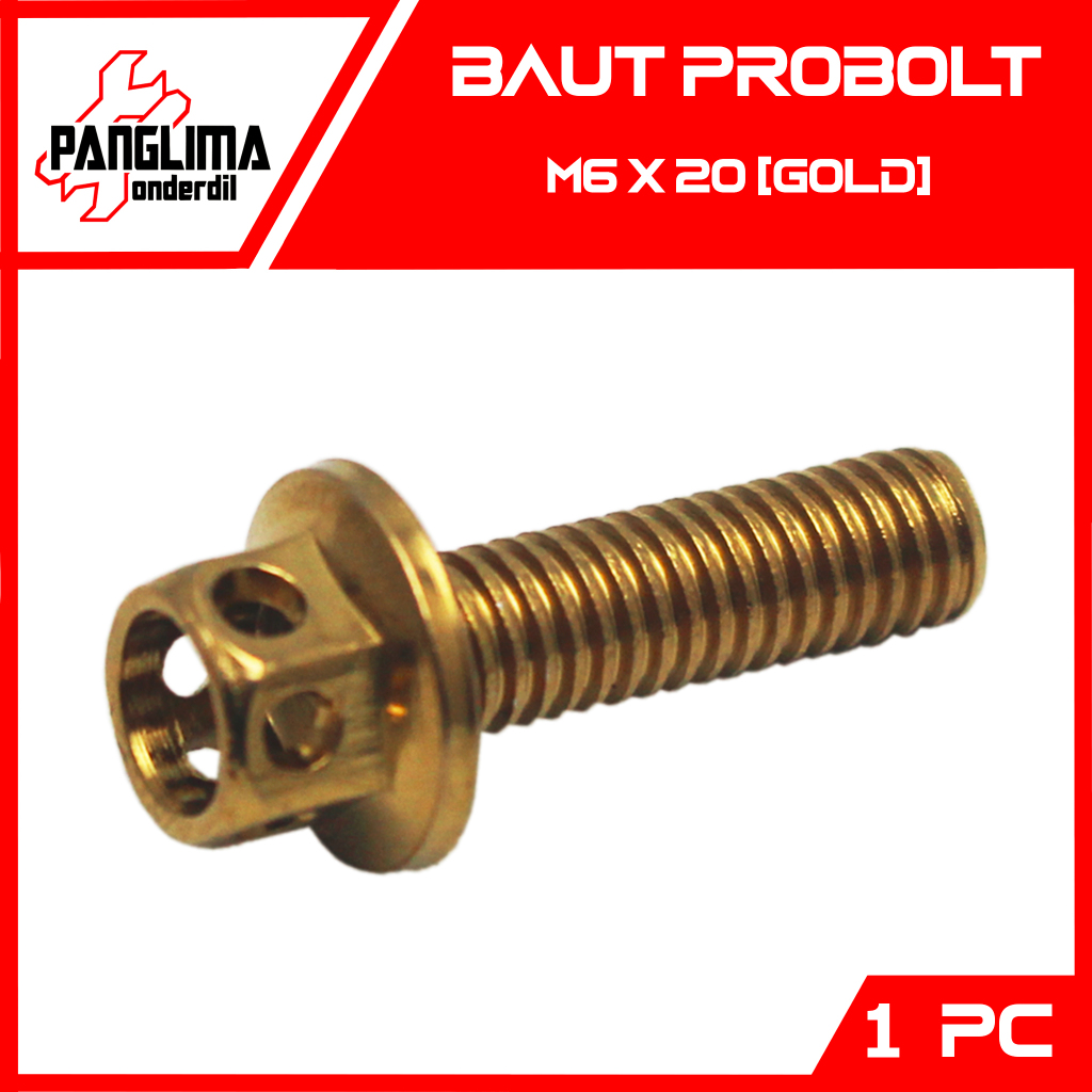 Probolt Bolt M6x20-6x20-M 6 x 20-M6 Key 8-K8 Gold-Gold Bolt Pro Bolt