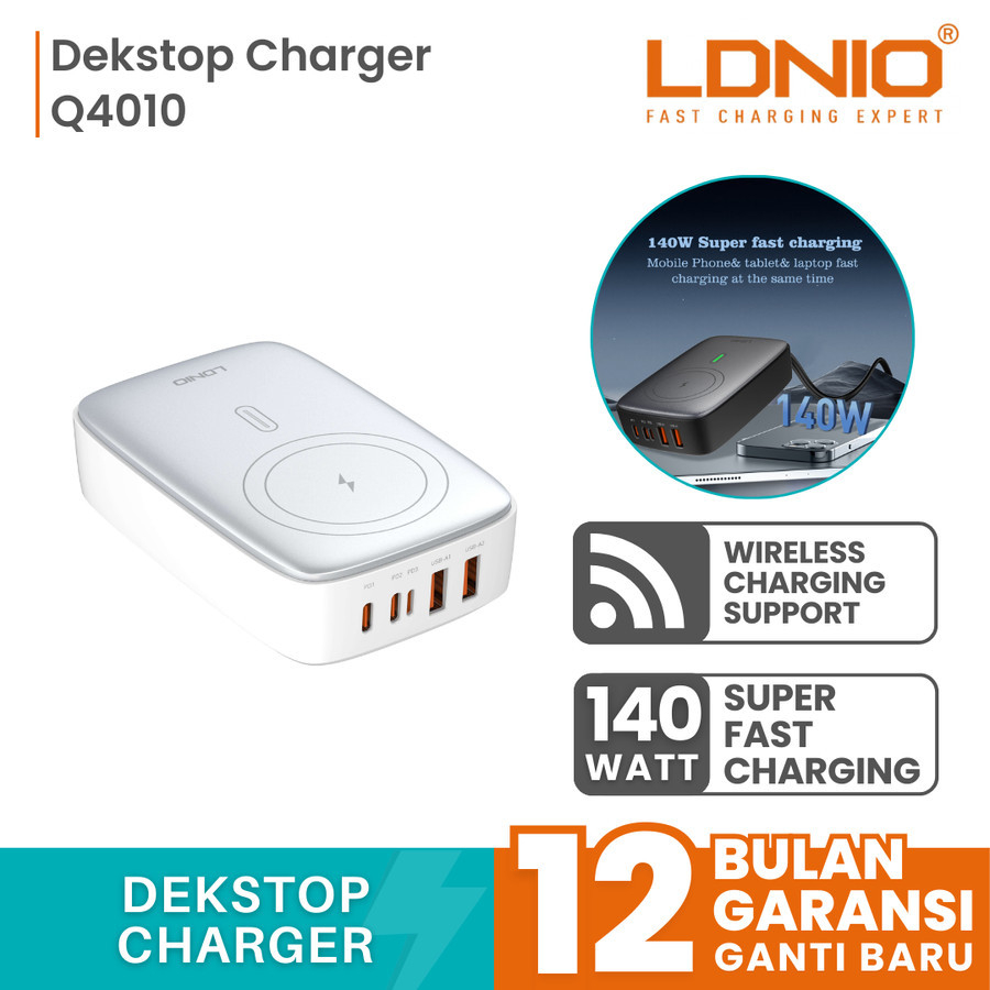 LDNIO Q4010 Wireless Charger Docking 15W GaN Fast Charging Desktop Charger 140W