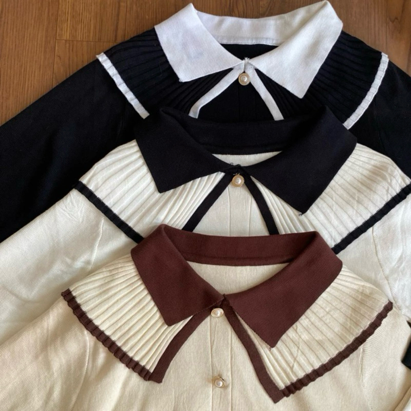 ( LUXOYEZ ) ทันที | YIREN TOP - เสื้อเชิ้ตผู้หญิง KNIT BLOUSE LONG SLEEVE SHIRT i102