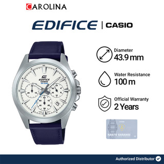 Jam Tangan Pria Casio Edifice Chronograph EFV-630L-7A Silver Dial Black Leather Band