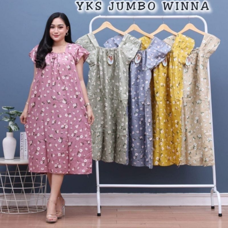 Modern Jumbo Daster LD 120 เรยอนวัสดุ Cool Floral Motif YKS Winna Midi Dress Casual Home Women