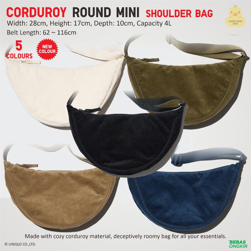 Round mIni Corduroy Shoulder Bag UNIQLO Round Shoulder Sling Bag Unisex Round mIni