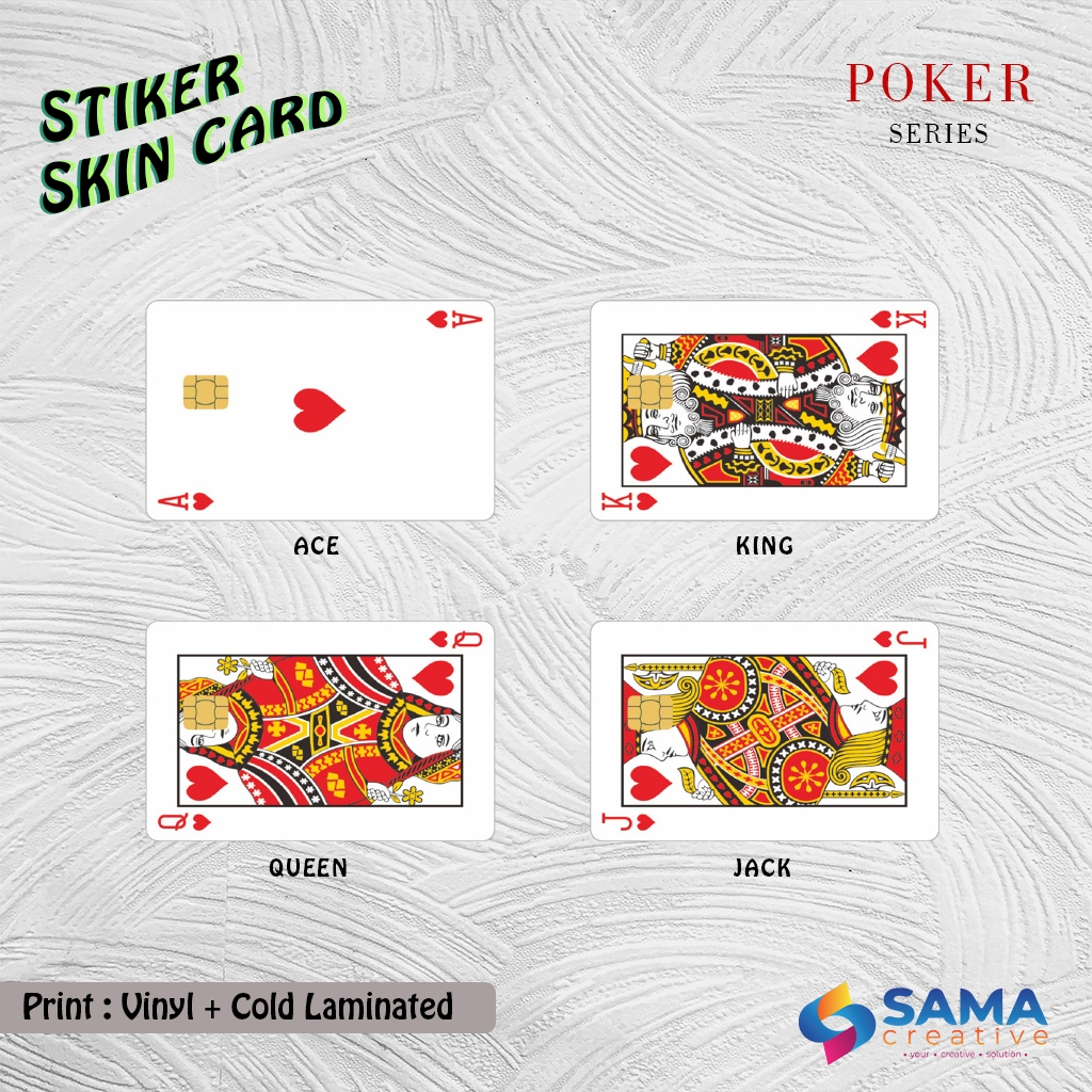Poker Remi Sticker Skin Card - Vinyl ATM Debit Credit, Emoney, Flazz, Akse Sticker Card