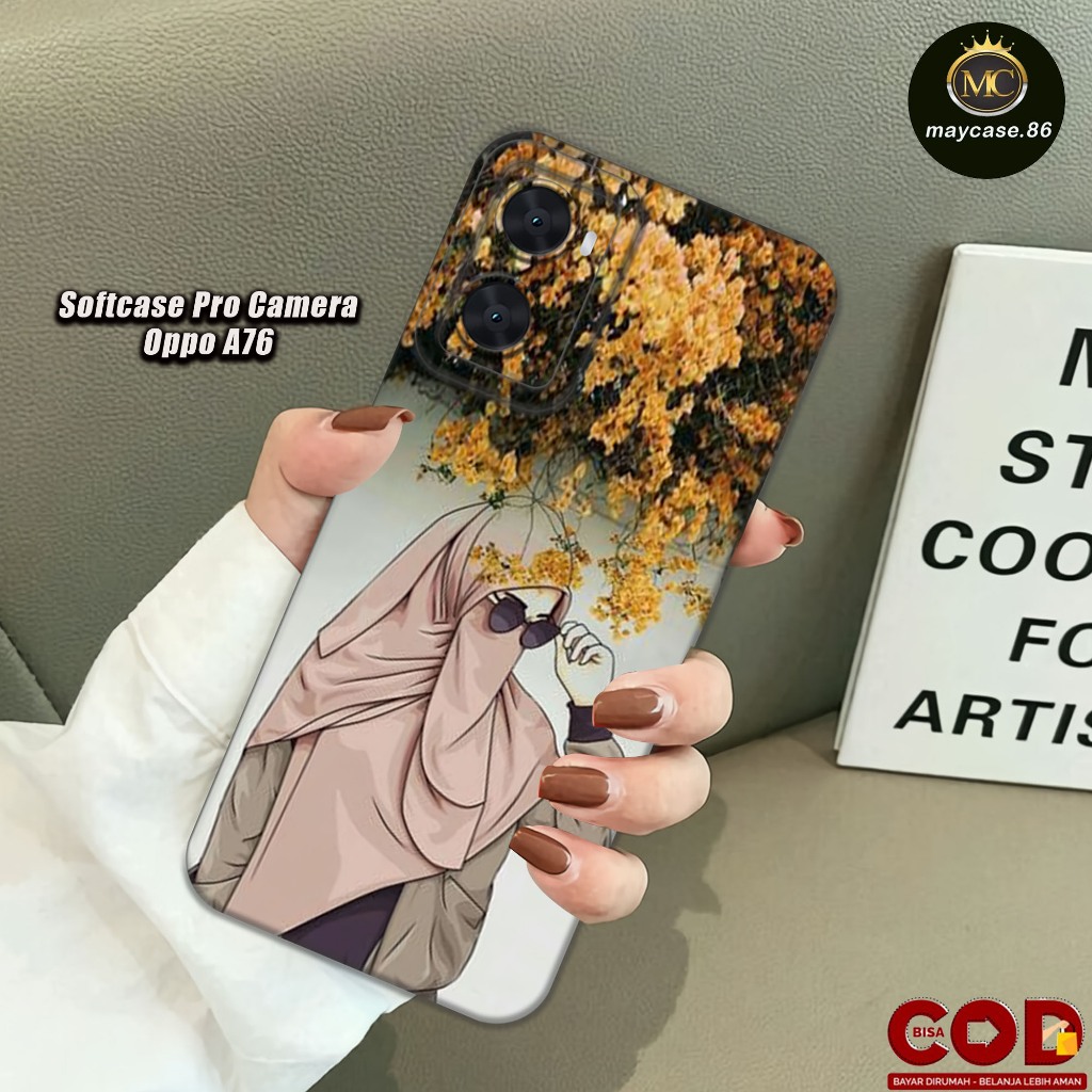 HP OPPO A76 4G 2022 Softcase Silicone Pro Camera Casing ยางสีดํา ยืดหยุ่นและหนา - ตัวป้องกันสําหรับก
