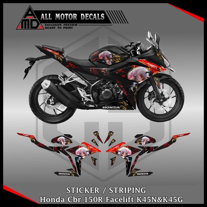 SEMIFULL STRIPING HONDA CBR 150R FACELIFT K45N & K45G ANIME MOTIF / สติ๊กเกอร์ CBR150R K45N / DECAL 