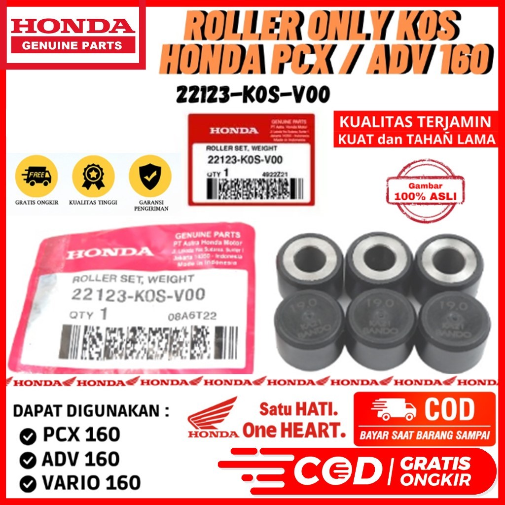 ROLLER WEIGHT SET HONDA PCX 160 VARIO 160 ADV 160 ESP 19 GRAM 6 PCS KOS K0S K1Z 22123-K0S-V00
