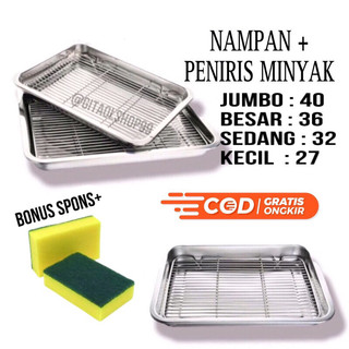 Cooling Rak Dan Wadah Peniris Makanan Gorengan Minyak Bahan Stainless steel Pres berbagai ukuran nampan baki stainless baking tray pendingin kue kotak murah anti lengket karat