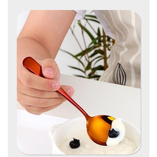 BIG ROUND COLORFUL STAINLESS SPOON 16 CM ROUND SPOON ICE CREAM SPOON