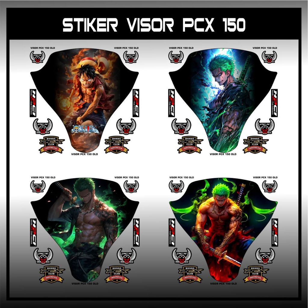 Honda Pcx 150 Visor Sticker / PCX 150 old Visor Variation / Honda Pcx 150 LUFFY Wienshield Sticker