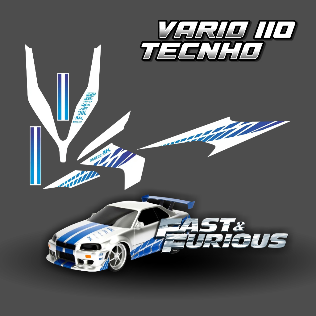 Striping Sticker Vario 110 Techno CBS Fast 2 Furious Design - Semifull Transparent Sticker Vario 110