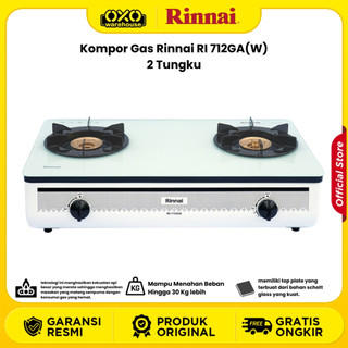 Rinnai Kompor Gas  RI-712GA(W) 2 Tungku Portable Grande Series  Garansi Resmi