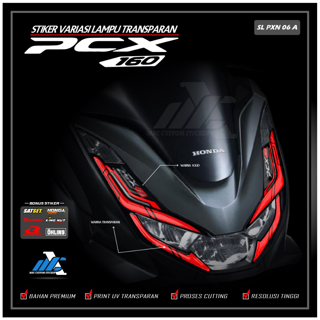PCX 160 HEADLIGHT STICKER - PCX 160 TRANSPARENT EYEBROW LIGHT STICKER - SL PXN 06