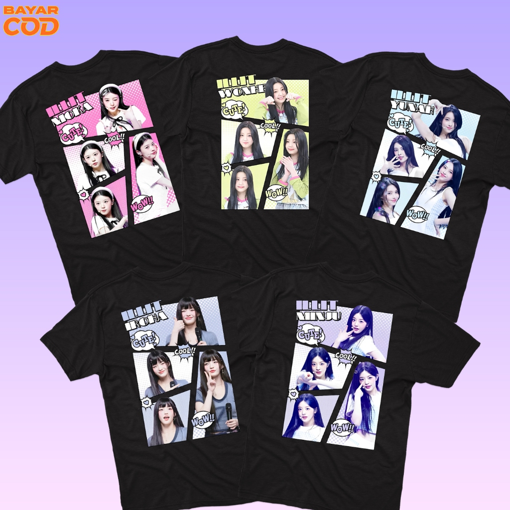 เสื้อยืด ILLIT - เวอร์ชั่นการ์ตูน - Wonoe - Yunah - Minju - Iroha - Moka - Unisex