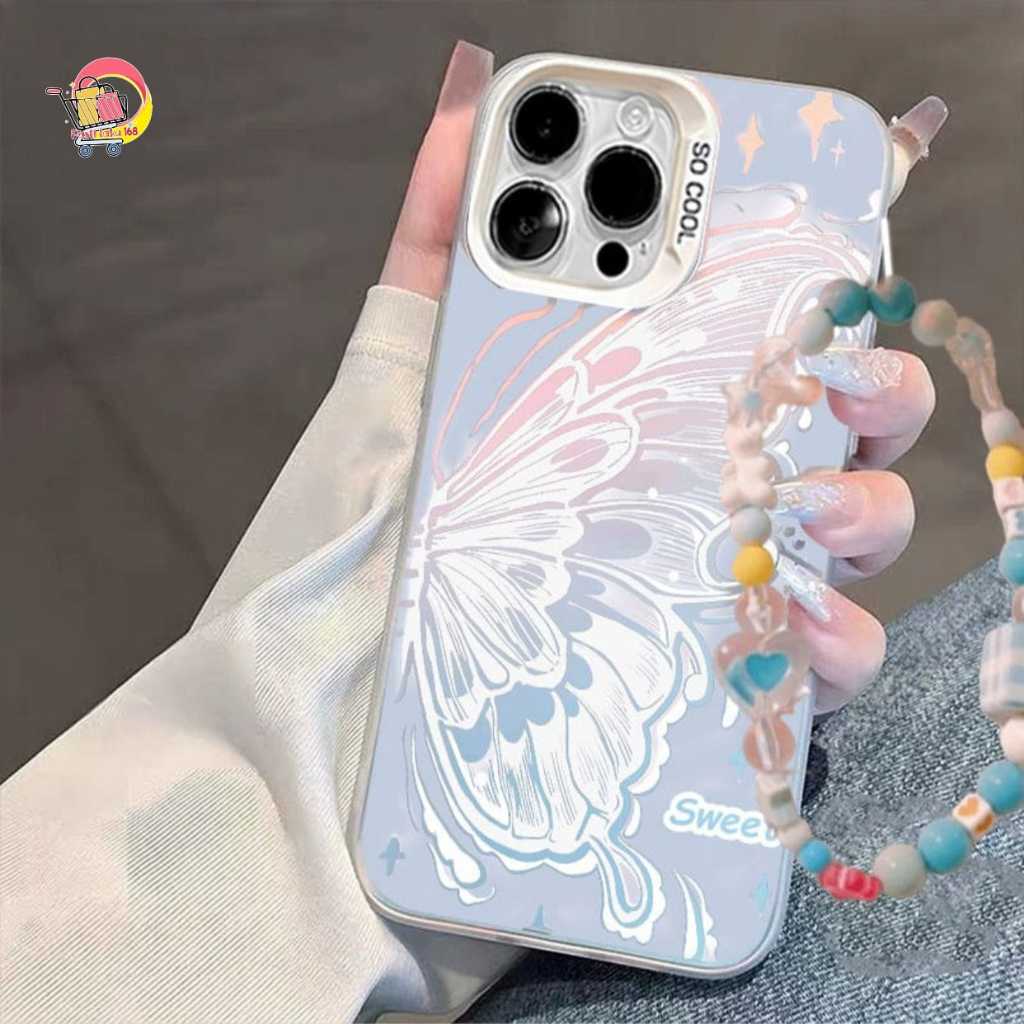 GL055 premium matte hard case Blue Butterfly Hologram สร้อยข้อมือ Hardcase/ปลอก Hp สําหรับ OPPO A5 A