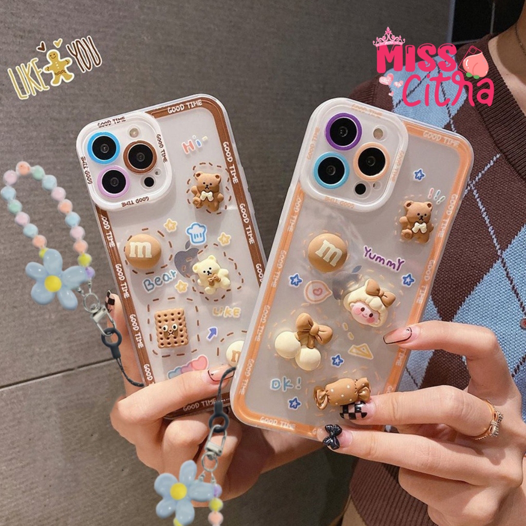 GL060 3D CUTE BEAR SOFTCASE สําหรับ REALME 5 5i 7i 8 8i 9 10 C11 C12 C15 C20 C21 C21Y C25Y C30 C31 C